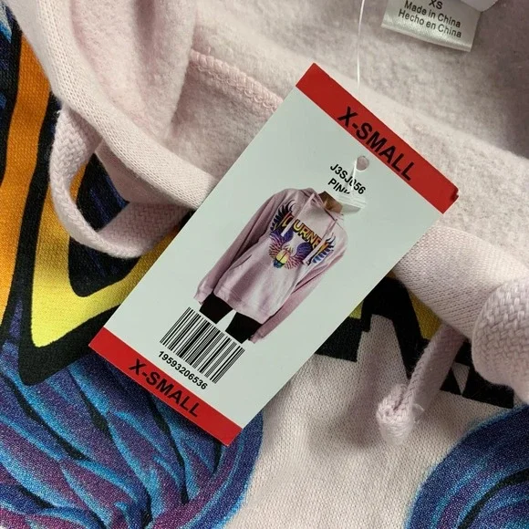 Journey Hoodie Womens Extra Small XS Pink Pullover Sweatshirt Pocket Graphic NWT - Picture 3 of 16